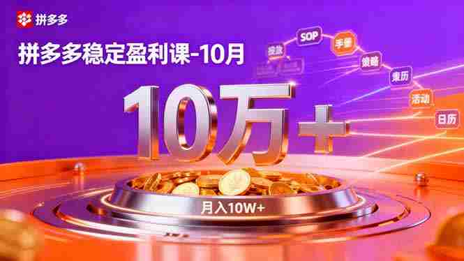（16413期）拼多多稳定盈利课-10月，强付费SOP+微付费高投产+活动矩阵，单店月入10万+-副业部