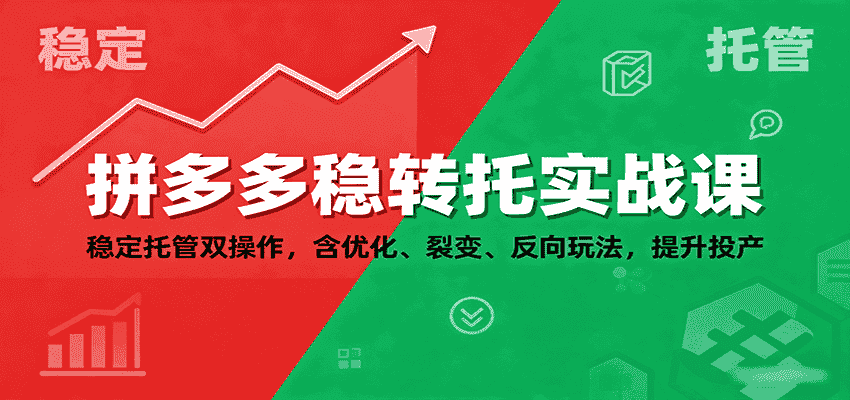 拼多多稳转托实战课:稳定托管双操作,含优化、裂变、反向玩法,提升投产-副业部