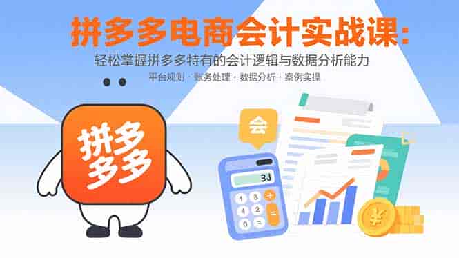 （15767期）拼多多电商会计实战课：轻松掌握拼多多特有的会计逻辑与数据分析能力-副业部