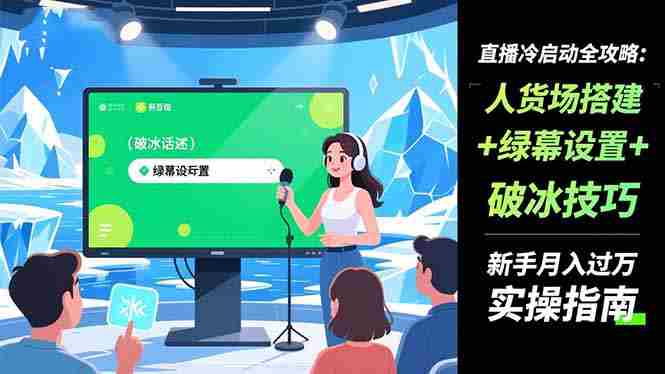 （16605期）直播冷启动全攻略:人货场搭建+绿幕设置+破冰技巧，新手月入过万实操指南-副业部