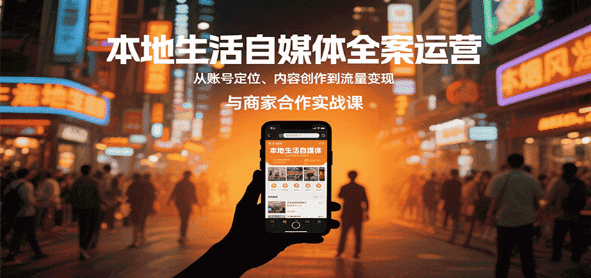 本地生活自媒体全案运营,从账号定位、内容创作到流量变现与商家合作实战课-副业部