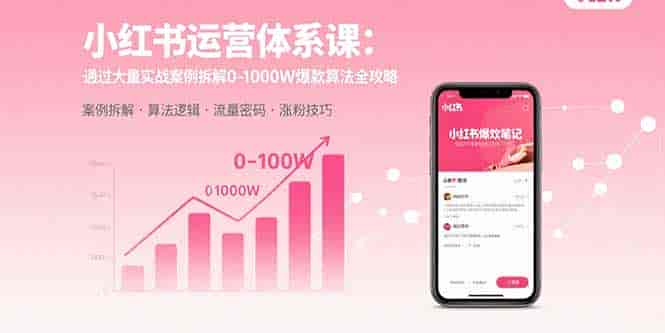 （15792期）小红书运营体系课：通过大量实战案例拆解0-1000W爆款算法全攻略-副业部