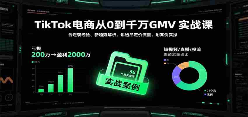 TikTok电商从0到千万GMV实战课,含逆袭经验、新趋势解析,讲选品定价流量等(更新)-副业部