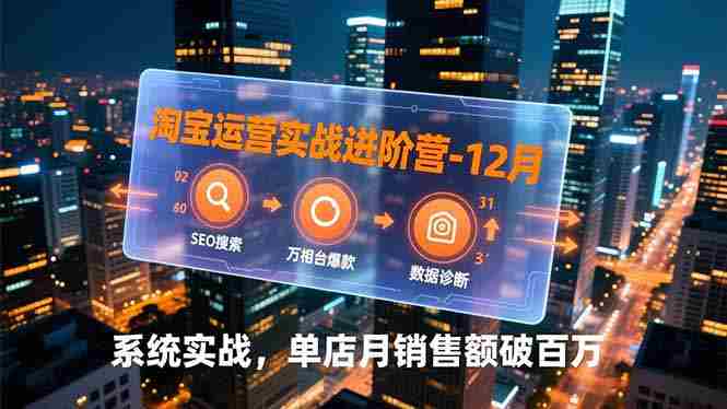 （16974期）淘宝运营实战进阶营-12月：SEO搜索、万相台爆款、数据诊断，系统实战，单店月销售额破百万-副业部