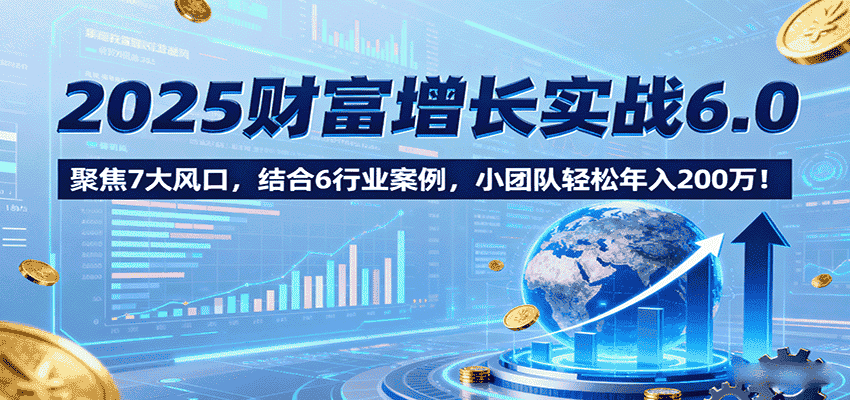 2025财富增长实战6.0，聚焦7大风口，结合6行业案例，小团队轻松年入200万！