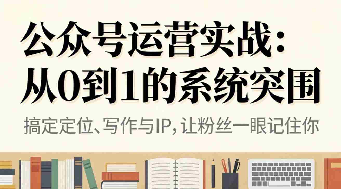 （16777期）公众号运营实战：从0到1的系统突围-副业部