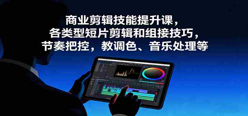商业剪辑技能提升课,各类型短片剪辑和组接技巧,节奏把控,教调色、音乐处理等-副业部
