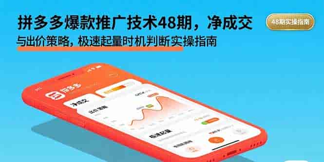 （15830期）拼多多爆款推广技术48期，净成交与出价策略，极速起量时机判断实操指南-副业部