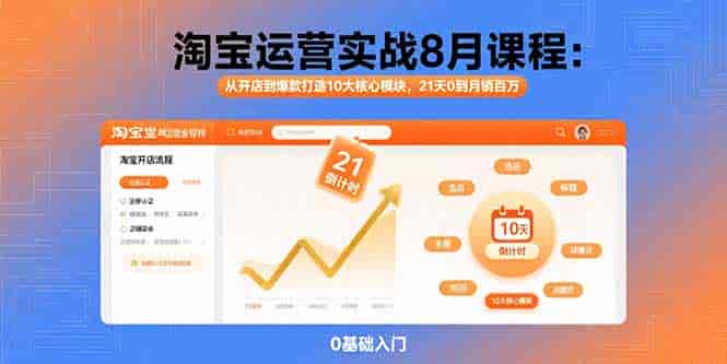 （15849期）淘宝运营实战8月课程：从开店到爆款打造10大核心模块，21天0到月销百万-副业部
