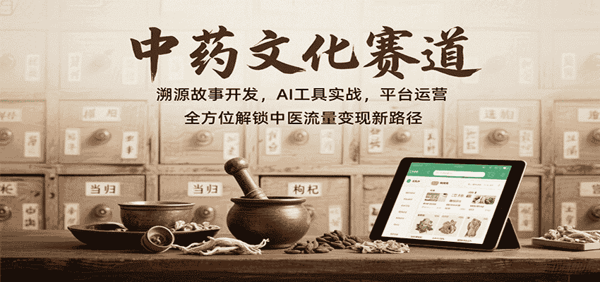 中药文化赛道:溯源故事开发,AI工具实战,平台运营,全方位解锁中医流量变现新路径-副业部