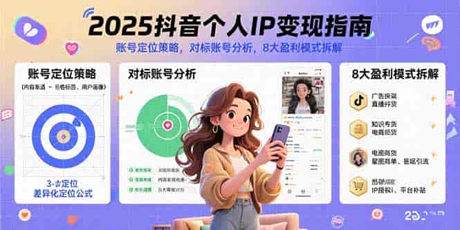 （15711期）2025抖音个人IP变现指南，账号定位策略，对标账号分析，8大盈利模式拆解-副业部