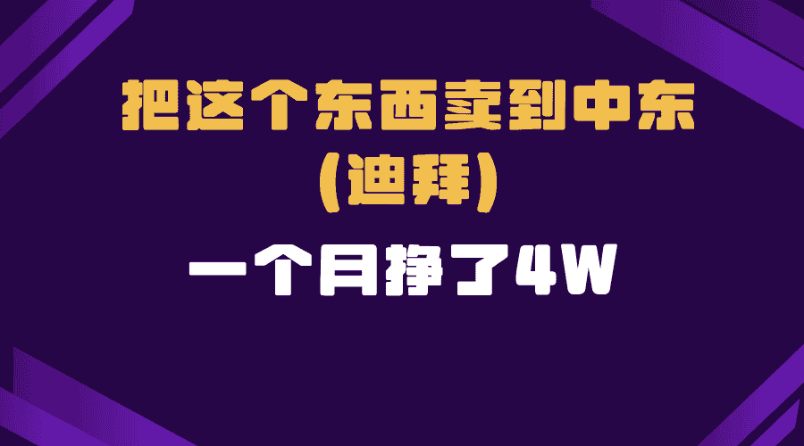 （13740期）跨境电商一个人在家把货卖到迪拜，暴力项目拆解-副业部
