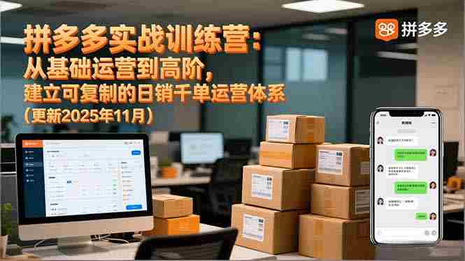 （16700期）拼多多实战训练营：从基础运营到高阶，建立可复制的日销千单运营体系（更新11月）-副业部
