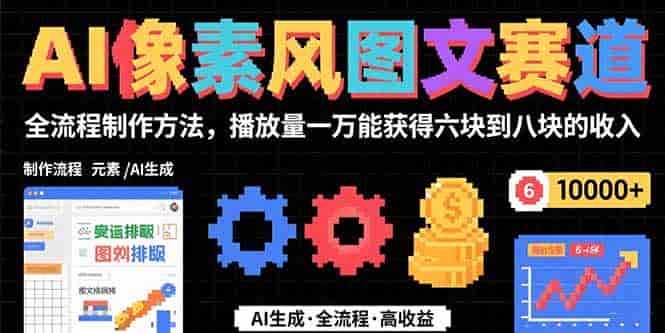 （15572期）AI像素风图文赛道：全流程制作方法，播放量一万能获得6块到8块的收入