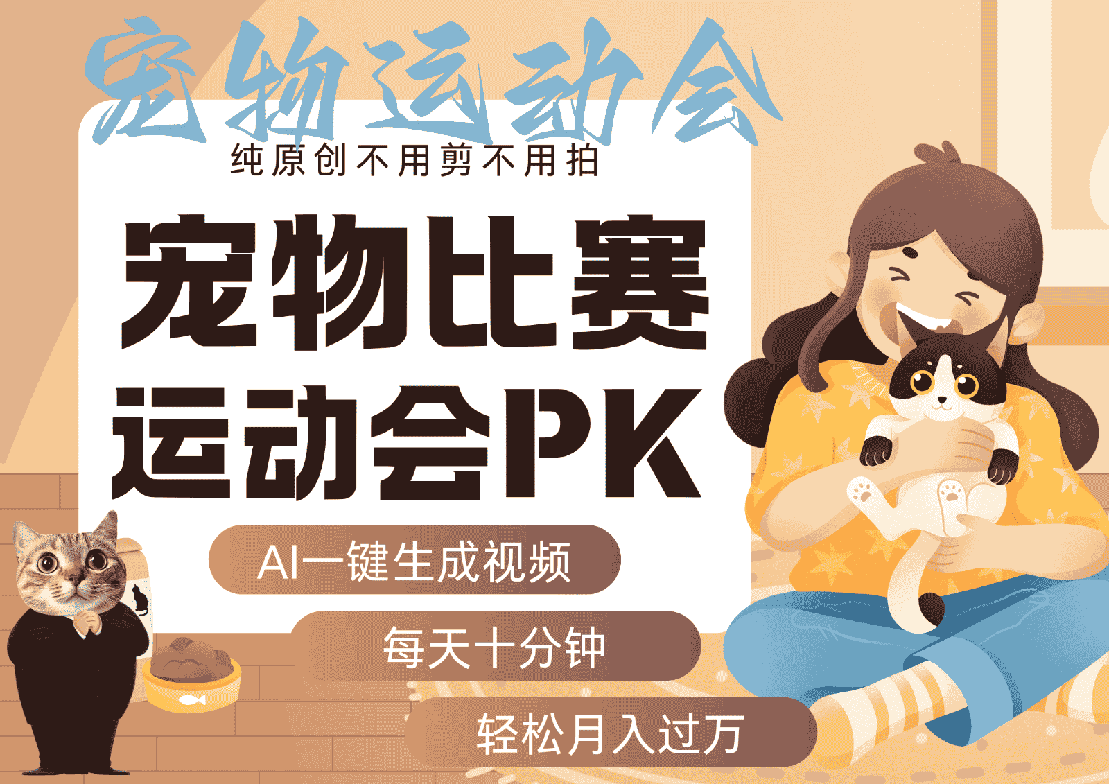 AI萌宠运动员跳水 射击 篮球 足球比赛 每天十分钟 附详细提示词文案库 代替做…-副业部