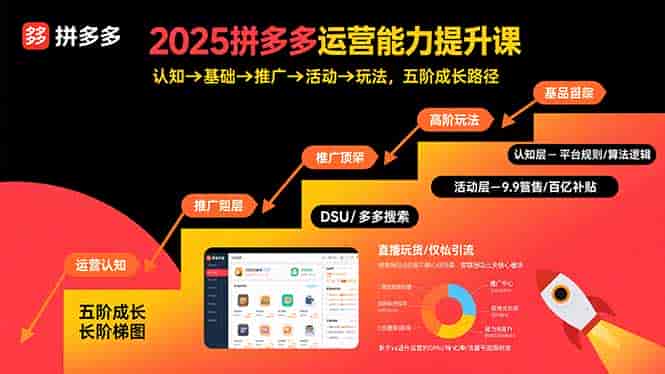 （15826期）2025拼多多运营能力提升课：认知→基础→推广→活动→玩法，五阶成长路径-副业部