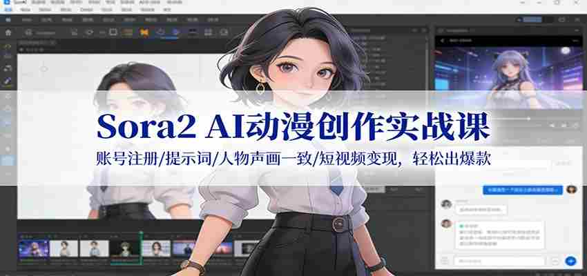 Sora2 AI动漫创作实战课:账号注册/提示词/人物声画一致/短视频变现,轻松出爆款-副业部