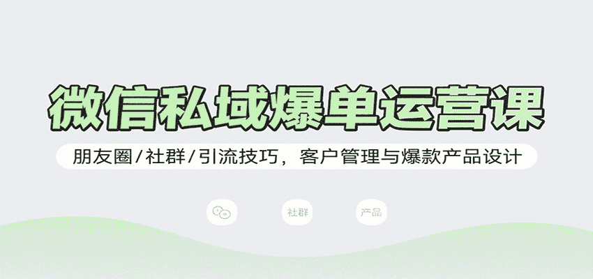微信私域爆单运营课：朋友圈/社群/引流技巧，客户管理与爆款产品设计