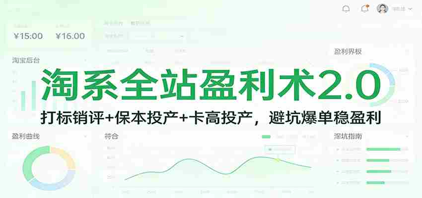 淘系全站盈利术2.0:打标销评+保本投产+卡高投产,避坑爆单稳盈利-副业部