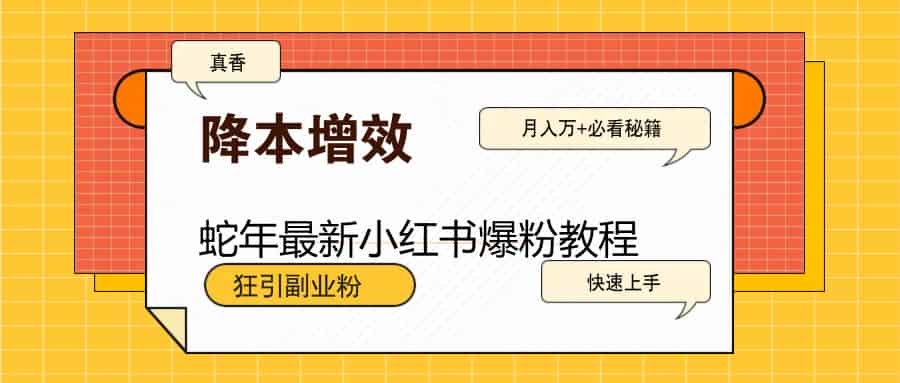 蛇年最新小红书爆粉教程,狂引副业粉,月入万+必看-副业部