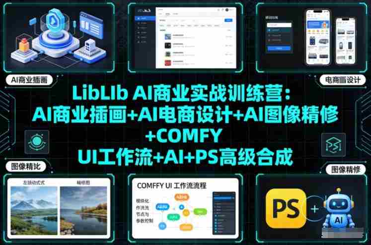 LibLIb AI商业实战训练营:AI商业插画+AI电商设计+AI图像精修+COMFY UI工作流+AI+PS高级合成