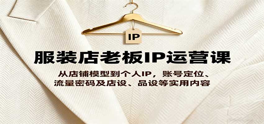 服装店老板IP运营课，从店铺模型到个人IP，账号定位、流量密码及店设、品设等实用内容-副业部