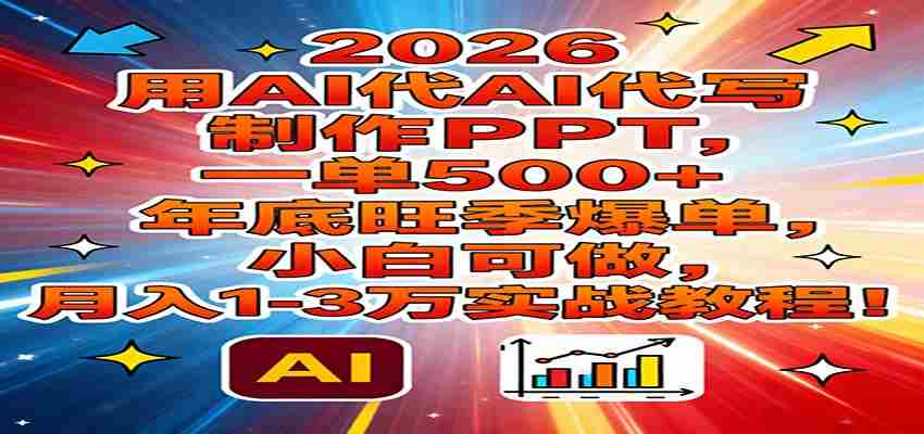 2026用AI代写制作PPT，一单500+，年底旺季爆单，小白可做，月入1-3万实战教程-副业部