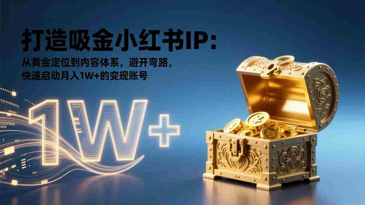 （17227期）打造吸金小红书IP：从黄金定位到内容体系，避开弯路，快速启动月入1W+的变现账号-副业部