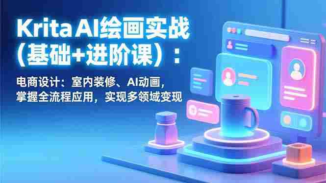 （17023期）Krita AI绘画实战(基础+进阶课)：电商设计、室内装修、AI动画，掌握全流程应用，实现多领域变现-副业部