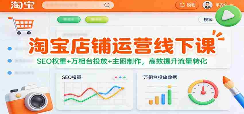 淘宝店铺运营线下课：SEO权重+万相台投放+主图制作，高效提升流量转化-副业部