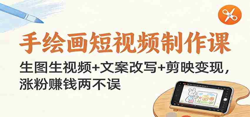 手绘画短视频制作课:生图生视频+文案改写+剪映变现,涨粉赚钱两不误-副业部