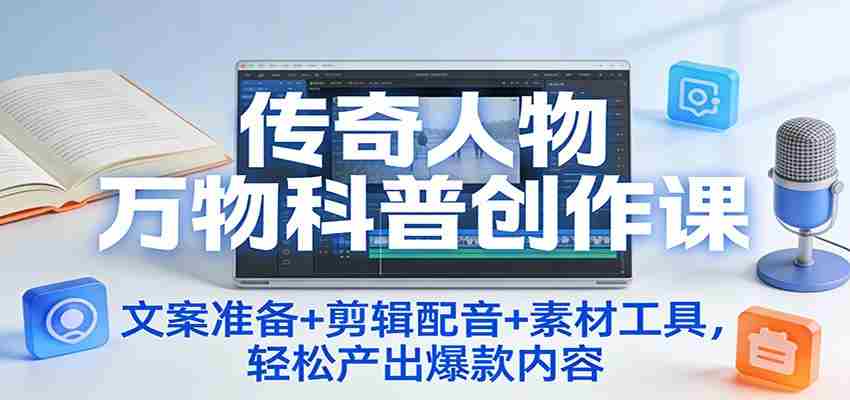 传奇人物万物科普创作课：文案准备+剪辑配音+素材工具，轻松产出爆款内容-副业部