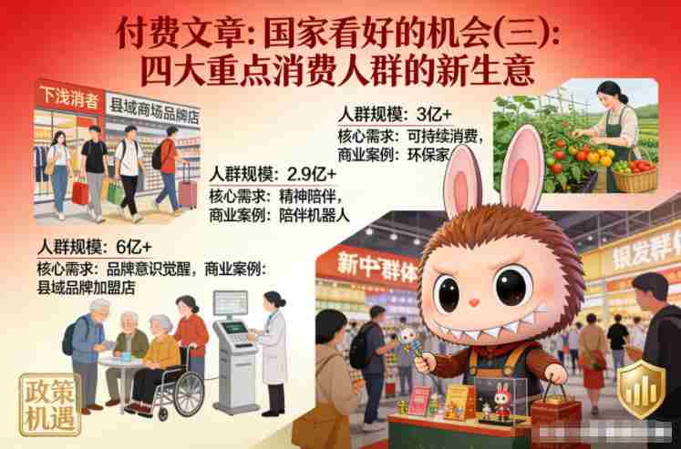 付费文章:国家看好的机会(三):四大重点消 费人群的新生意