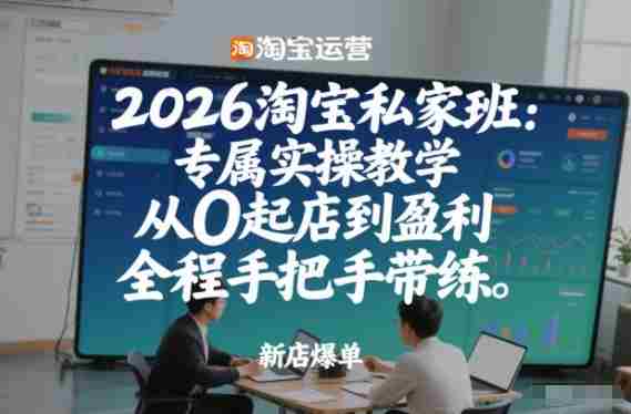 2026淘宝私家班:专属实操教学,从0起店到盈利,全程手把手带练