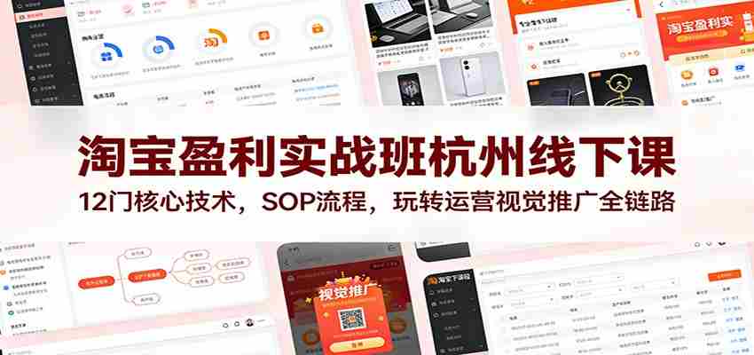 淘宝盈利实战班杭州线下课:12门核心技术,SOP 流程,玩转运营视觉推广全链路-副业部