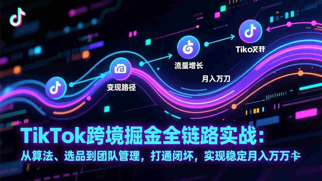 （17216期）TikTok跨境掘金全链路实战：从算法、选品到团队管理，打通闭环，实现稳定月入万刀-副业部