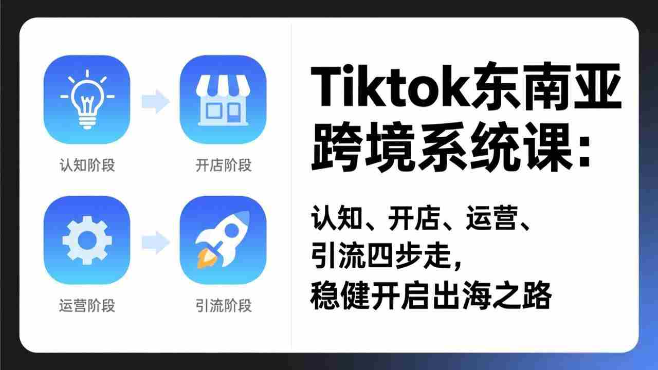 （17243期）TikTok东南亚跨境系统课：认知、开店、运营、引流四步走，稳健开启出海之路-副业部