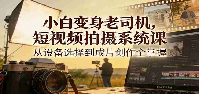 小白变身老司机，短视频拍摄系统课，从设备选择到成片创作全掌握-副业部