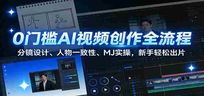 0门槛AI视频创作全流程:分镜设计、人物一致性、MJ实操,新手轻松出片-副业部