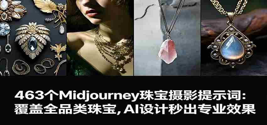 463个Midjourney珠宝摄影提示词:覆盖全品类珠宝,AI设计秒出专业效果-副业部