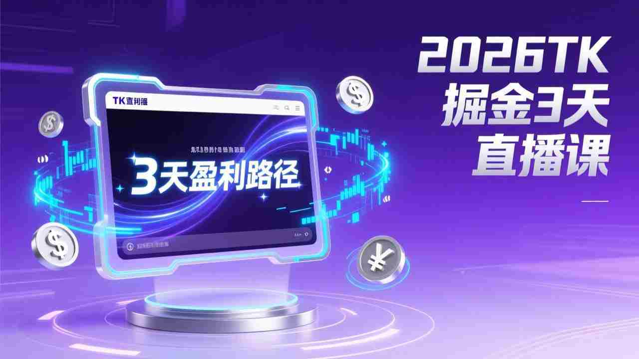 （17147期）2026TK掘金直播课，起号涨粉+直播带货+商单变现+3天打通盈利路径，月入过万美金-副业部