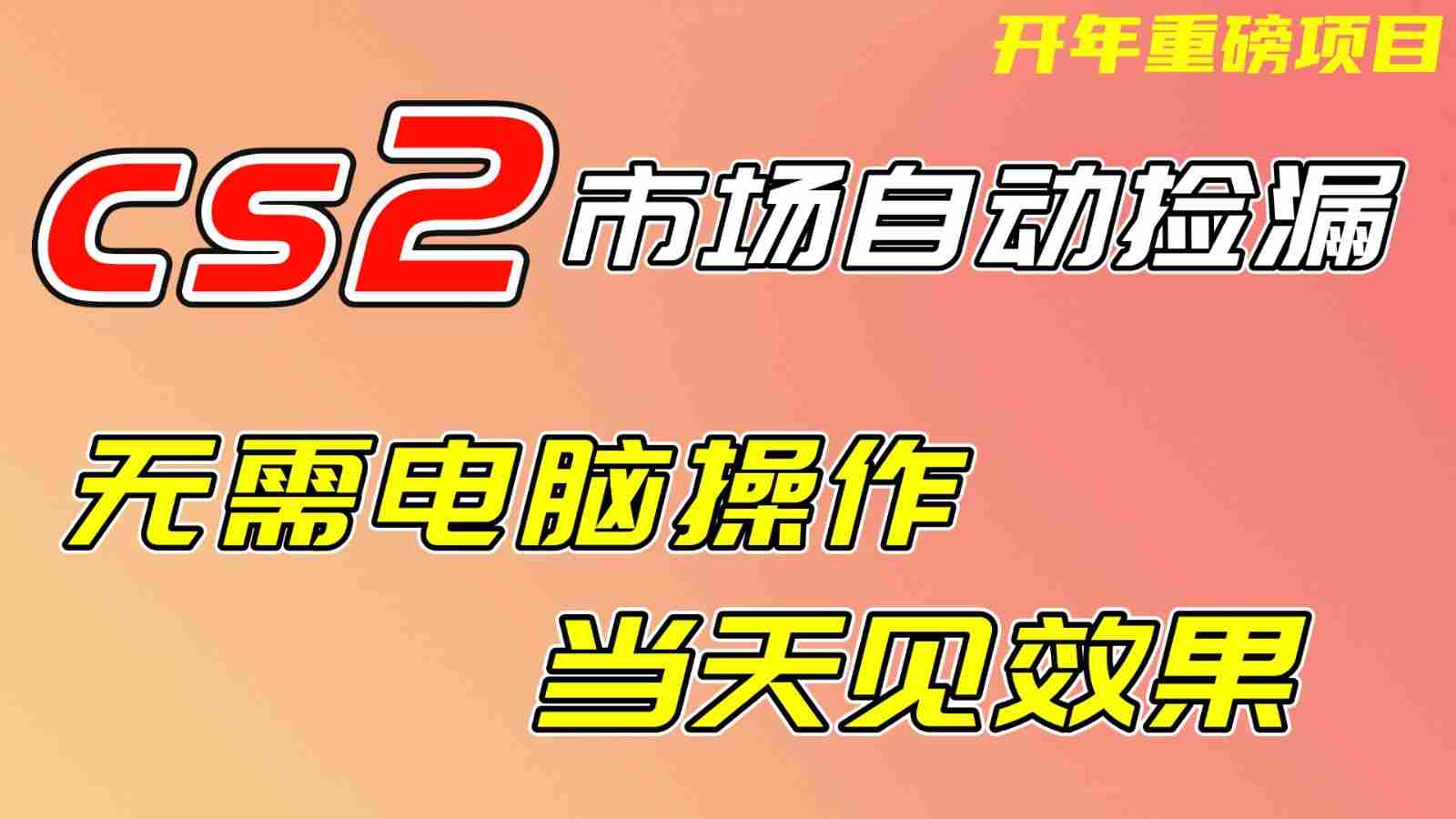 CS2市场挂机项,无需电脑操作,无需进入游戏,当天见效果,支持任何形式验证-副业部