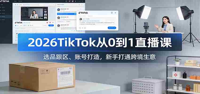 2026TikTok从0到1直播课:选品跟区、账号打造,新手打通跨境生意-副业部