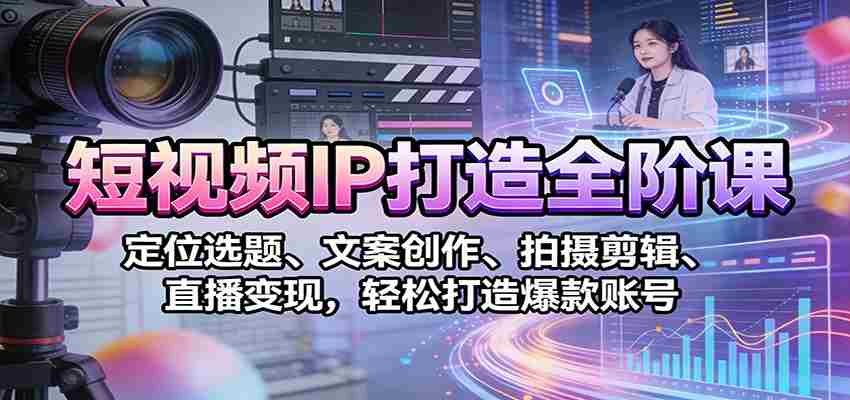 短视频IP打造全阶课:定位选题、文案创作、拍摄剪辑、直播变现,轻松打造爆款账号-副业部