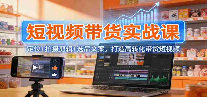 短视频带货实战课:定位+拍摄剪辑+选品文案,打造高转化带货短视频-副业部