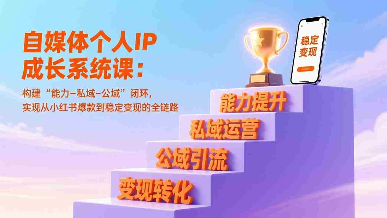 （17192期）自媒体个人IP成长系统课：构建“能力-私域-公域”闭环，实现从小红书爆款到稳定变现的全链路-副业部