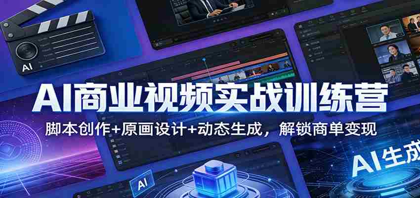 AI商业视频实战训练营:脚本创作+原画设计+动态生成,解锁商单变现-副业部