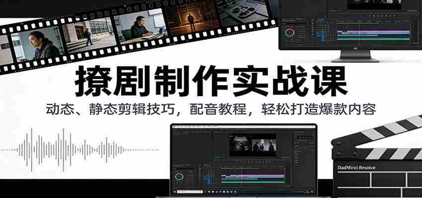 撩剧制作实战课:动态、静态剪辑技巧,配音教程,轻松打造爆款内容-副业部