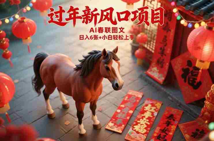 过年新风口项目，用ai春联图文，日入6张+小白轻松上手【揭秘】-副业部