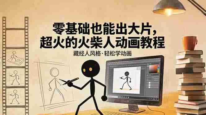 （17464期）零基础也能出大片，超火的火柴人动画教程（藏经人风格）-副业部